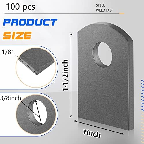 dunzy 100 pcs steel weld on tabs, universal shown in use