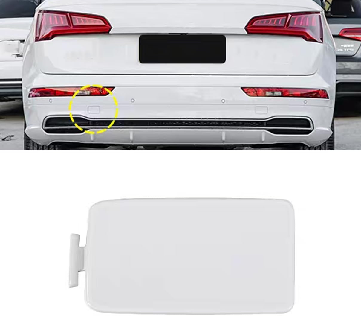 Rear Bumper Tow Hook Hole Eye Cover Cap for Audi Q5 2018 2019 2020 (White, Sport (Left))
