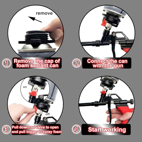 25in extended spray foam insulation gun-ptfe coated professional on a desk or shelf