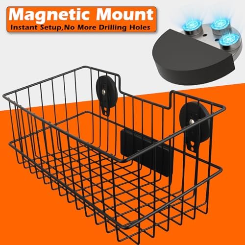 mutuactor heavy duty magnetic basket,2pcs solid metal magnet, close-up detail