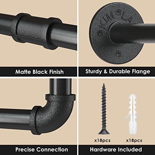 wall mounted clothes rack 24in, industrial pipe wall, front angle view