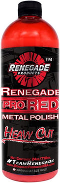 Renegade Products USA Pro Red Liquid Metal Polish - Heavy Cut Aluminum Metal Polish High Luster on Rims, Wheels, Tanks, Bumpers, Aluminum & Stainless Steel 24 Oz Bottle