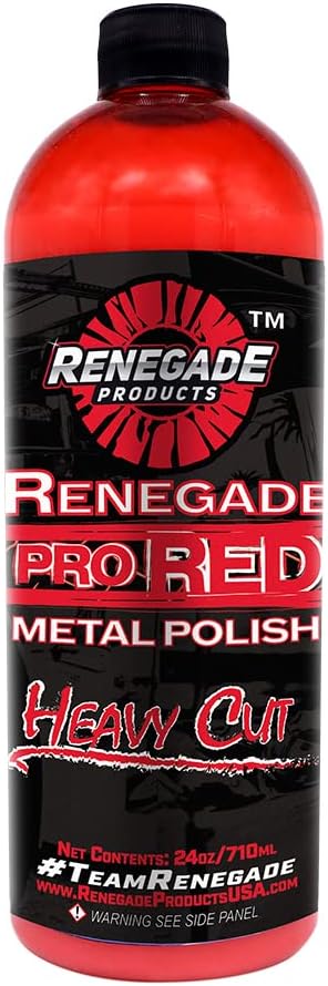 Renegade Products USA Pro Red Liquid Metal Polish - Heavy Cut Aluminum Metal Polish High Luster on Rims, Wheels, Tanks, Bumpers, Aluminum & Stainless Steel 24 Oz Bottle