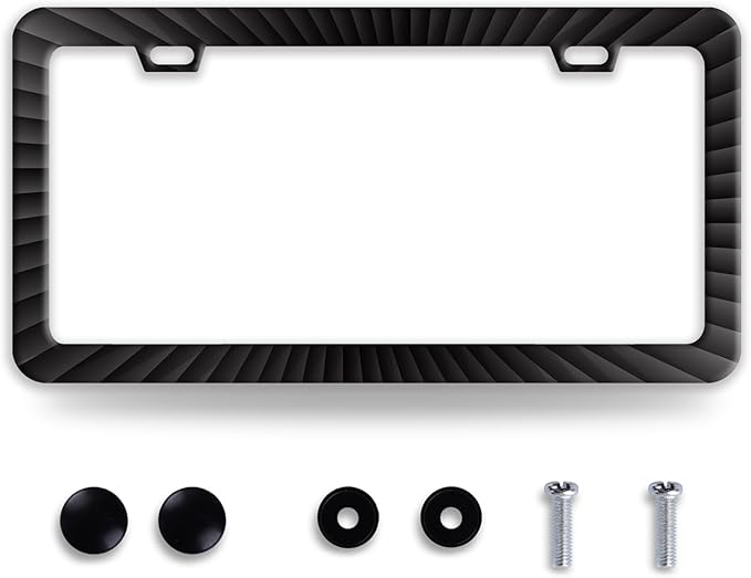 Black Geometric Shapes License Plate Frame Funny Radioactive Visual License by BRAGHRTED