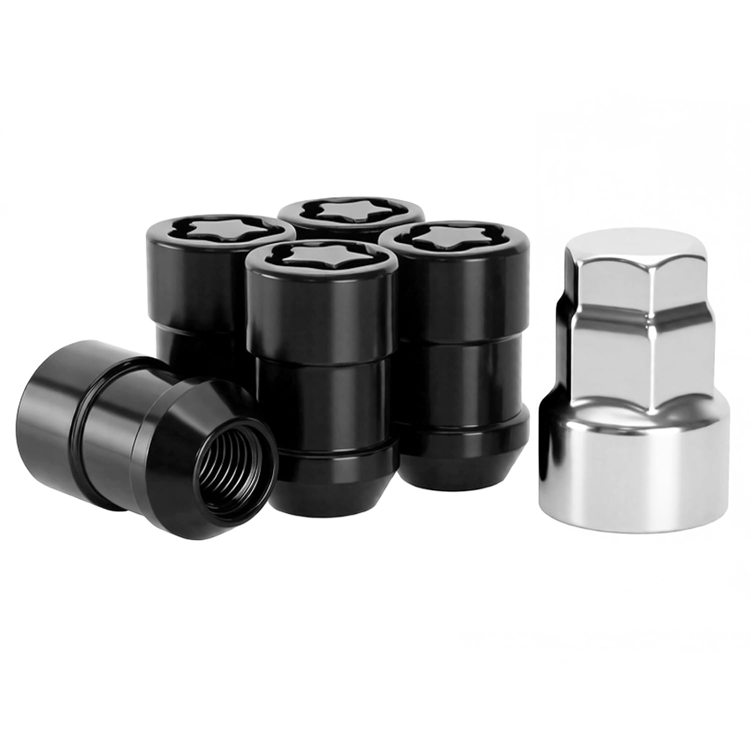 24526 Wheel Lock Lug Nut M12x1.5 Anti Theft Fit for 1991-2002 Chevy S-10 Blazer 2 Door & 1991-2002 GMC S-15 Jimmy 2 Door, Cone Seat Wheel Locks Black - Set of 5