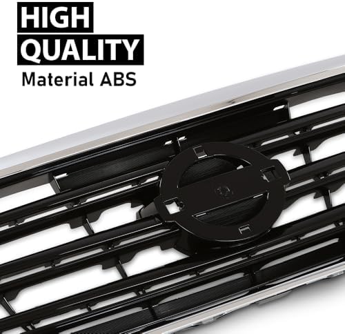 G-PLUS Front Bumper Upper Grille w/Insert | Compatible with Nissan Sentra SR 2013-2015 Chrome Shell Grill Inserts 623103RM0A NI1200253
