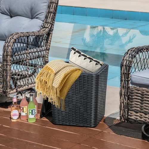 tangkula 11.5 gallon water-proof deck box with removable, close-up detail