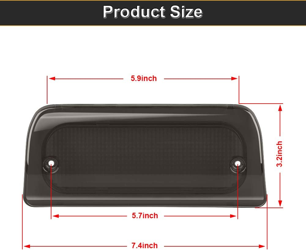 3rd Third Brake Light Lens Smoked Cover with Seal Gasket Extended Cab Only Compatible with 1994-2003 Chevy S10 GMC Sonoma 1997-2000 Isuzu Hombre High Mount Stop Lamp Assembly