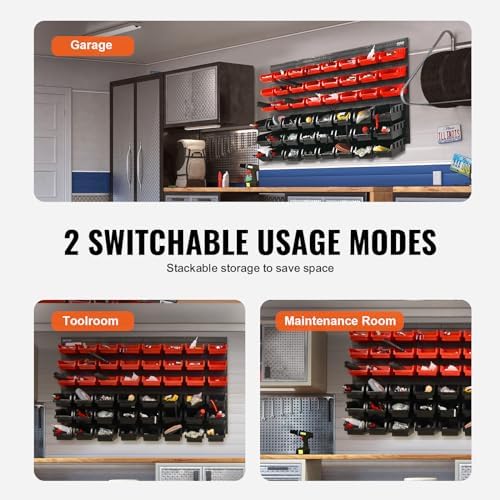 vevor 48-bin wall mounted storage bins parts rack, package contents