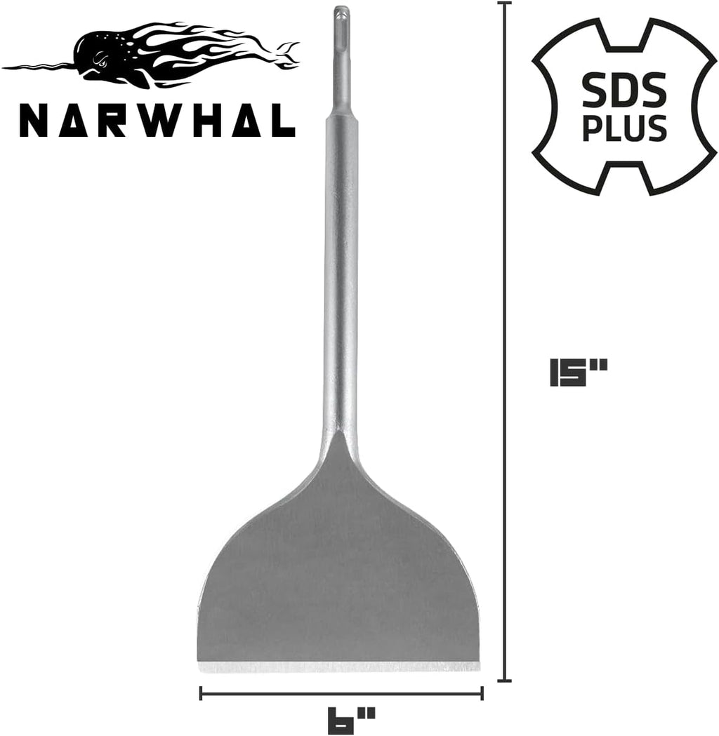 narwhal 6" wide sds plus chisel bit (industrial shown in use