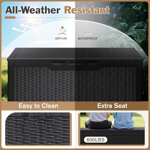 devoko 100 gallon waterproof deck box, resin large, view 9