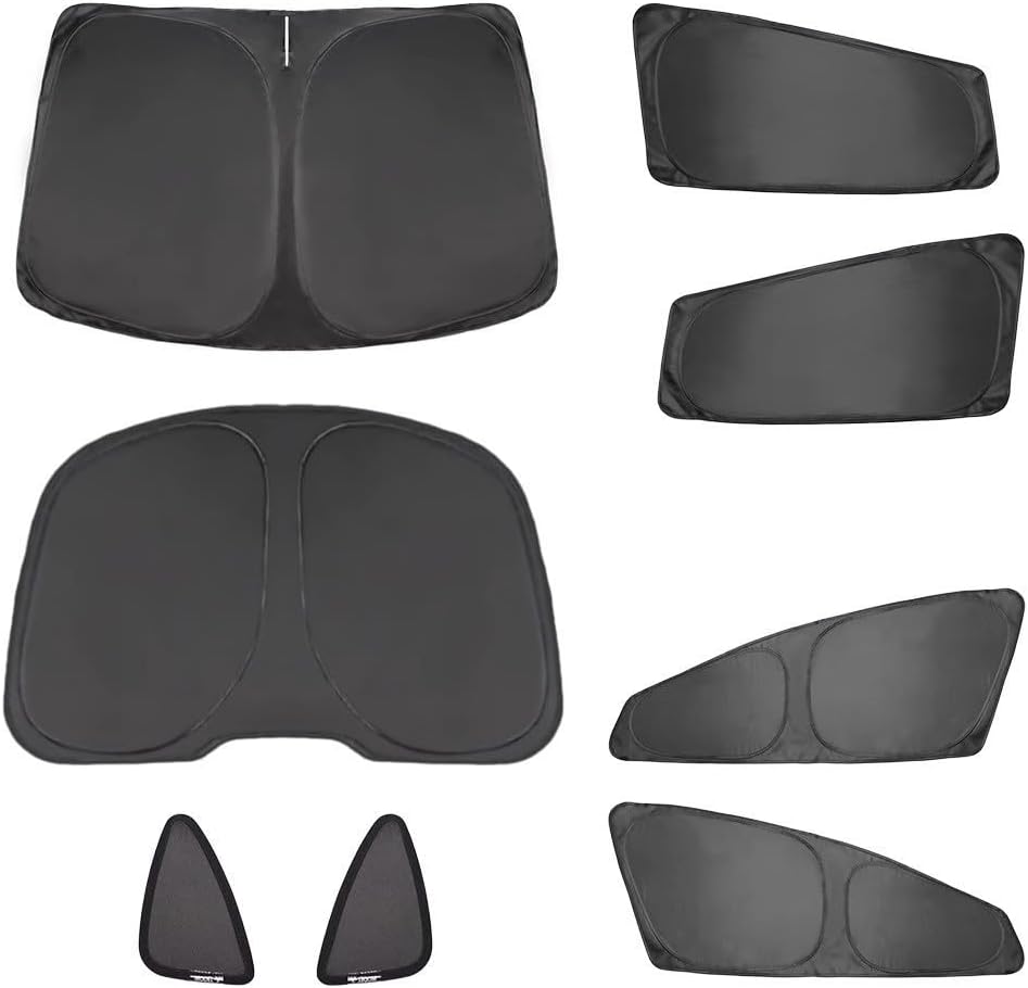 Sunshade 10PCS Set for Tesla Model Y/3, Full Coverage Sun Shade with Sky Roof Sunshade,Heat Insulation Window Sunshades for Front/Rear Windshield Side Window Triangle Window (Model Y 2020-2024)