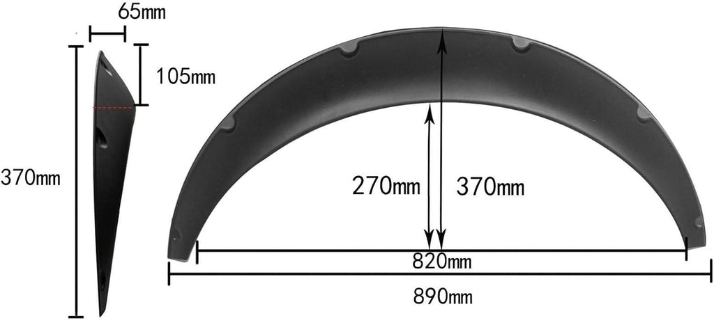 BLACKHORSE-RACING 4Pcs 3.5"/90mm Universal Car Wheel Fender Flares Wide Body Wheel Arches