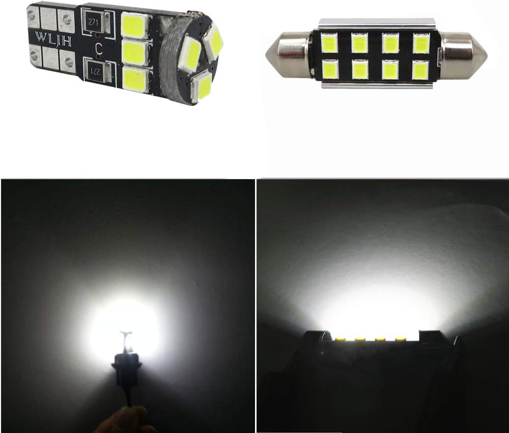 WLJH 15pieces 6000k Pure White Super Bright Canbus Error Free 2835 Chip Car LED Lighting Kit for Volkswagen Passat B7 (2012+) Premium LED Interior Package