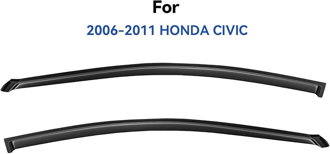Window Visors Rain Guards for 2006-2011 Honda Civic Coupe, Out-Channel Window - Image 2