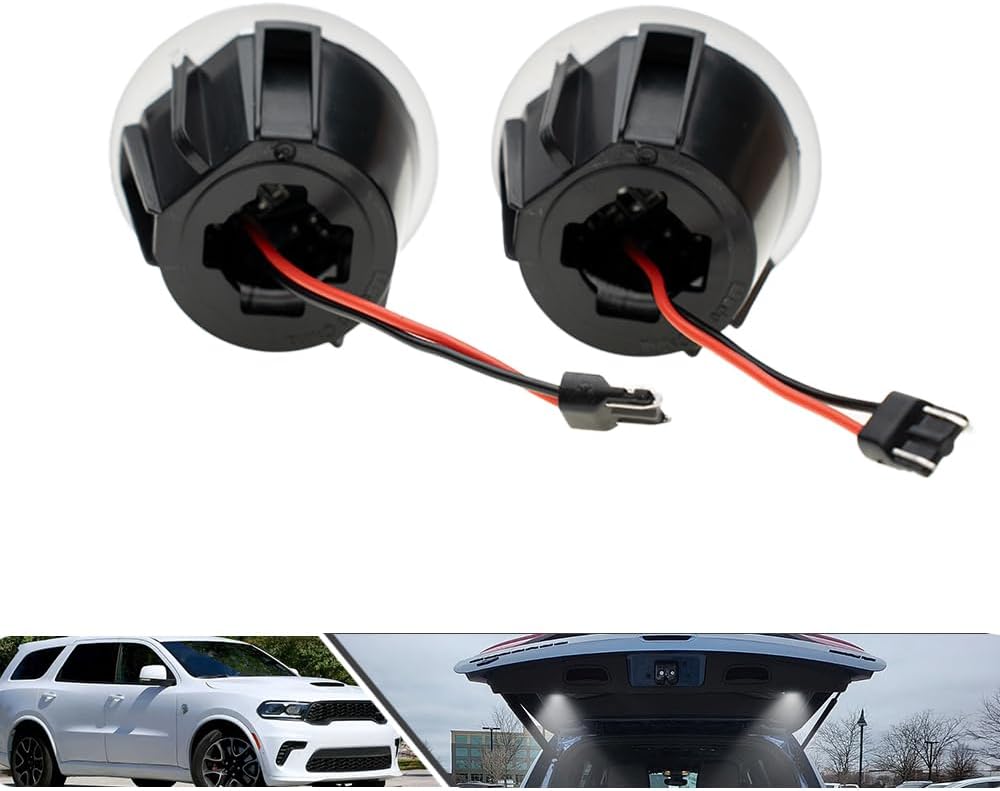2Pcs White LED Trunk Luggage Compartment Light Light for 2011-2021 J'eep Grand Cherokee WK2 2011-2024 Do'dge Durango Led Interior Trunk Cargo Area Lamp Replacement OEM Clear Lens