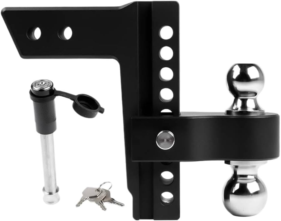 Adjustable Trailer Hitch 2.5 Inch Receiver 8 Inch Drop Rise 18500 LBS GTW Aluminum