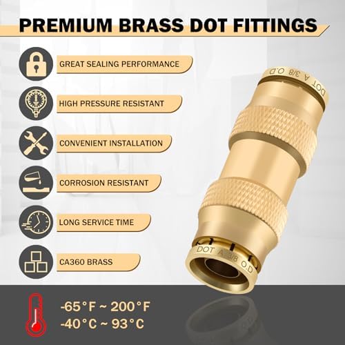 cheemuii 23pcs brass dot air line fittings kit, side view