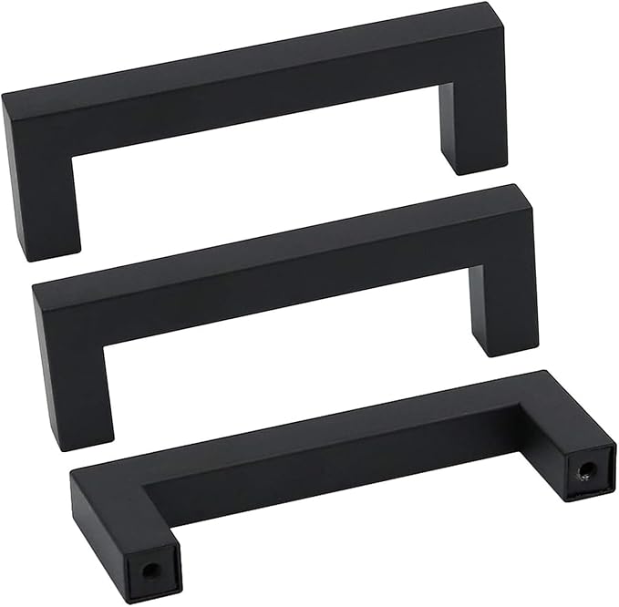 goldenwarm 3 Inch 50 Pack Matte Black Flat Square Bar Kitchen Hardware Closet - Image 9