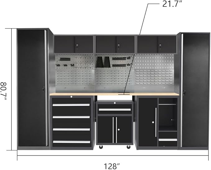 JZD Metal Garage Tool Cabinet Set, Heavy Duty, Included Rolling Chest, - Image 2