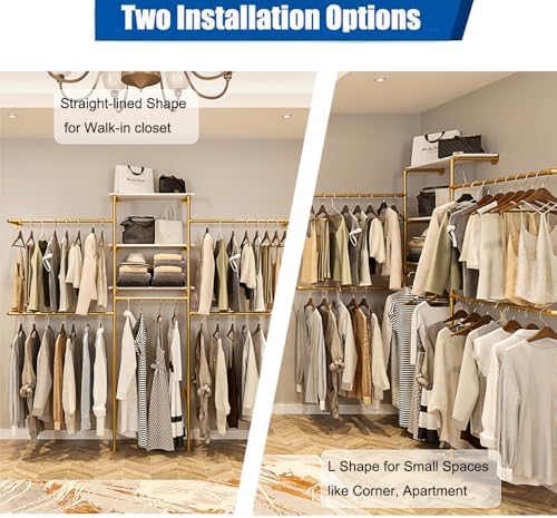 kakabb heavy duty gold pipe clothing rack, side view