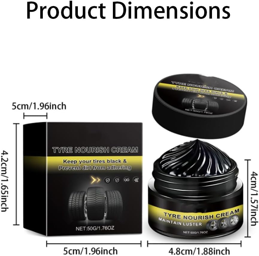 Tyre Nourish Cream, Powerful Wheel Cleaning Refurbish Wax, Car Tire Ceramic Restores Black Gloss, Tire Shine Protect Tires From Aging and Provide Deep Cleaning (1 pc)