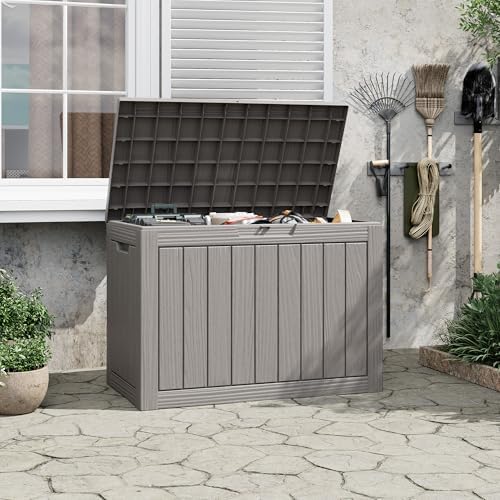 outdoor storage waterproof deck box for patio (45 on a desk or shelf