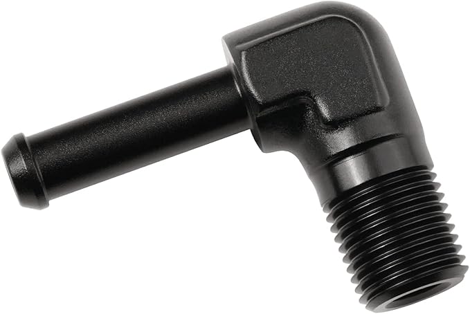 1/8 NPT Male to 1/4" Hose Barb Fitting Adapter 90 Degree Elbow Aluminum Black by Podavelle