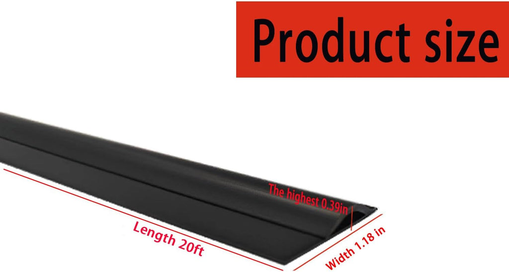 20Ft Flexible Carpet Edge Trim, Flexible Rug Edge Protector for Doorway, Peel & Stick Floor Transition Strip，Self-Adhesive Waterproof Cuttable Safety Edging for Thick Rugs &Mats（Black）