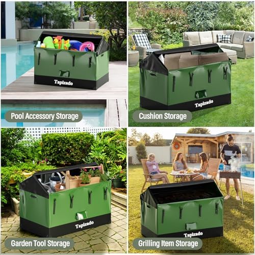 310 gallon extra large deck boxes, waterproof outdoor, front angle view
