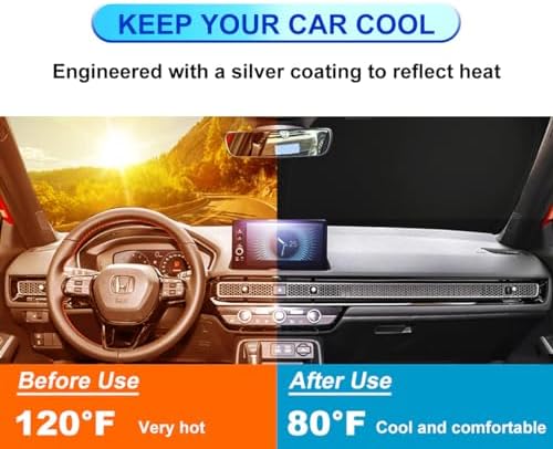 Windshield Sun Shade for Honda Civic 2006 2007 2008 2009 2010 2011, Front Window Shade Sun Visor Protector Honda Civic Accessories Foldable Sunshade Blocks UV Rays Keeps Your Car Cooler