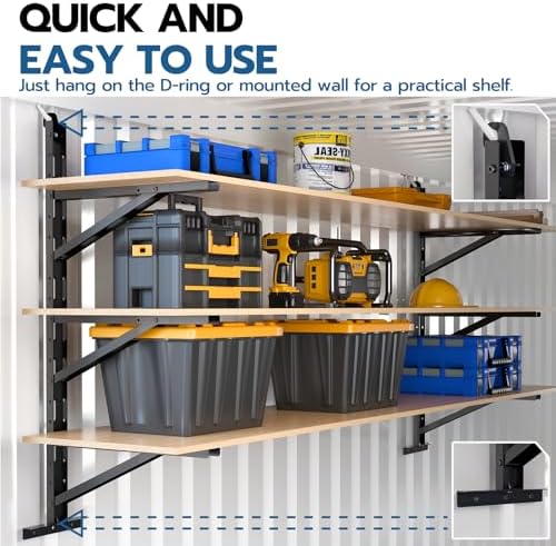 shipping container shelving bracket, 22"(d) x 46.5"(h) showing dimensions