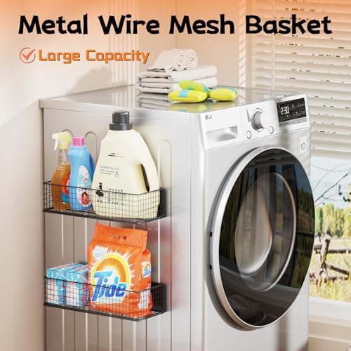 ulibermagnet magnetic baskets fridge organizers, large capacity metal showing dimensions