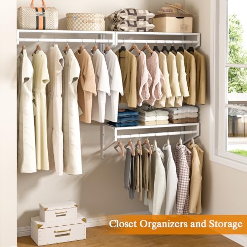 threehio 3 pack closet shelves wall mounted, 2.7, front angle view