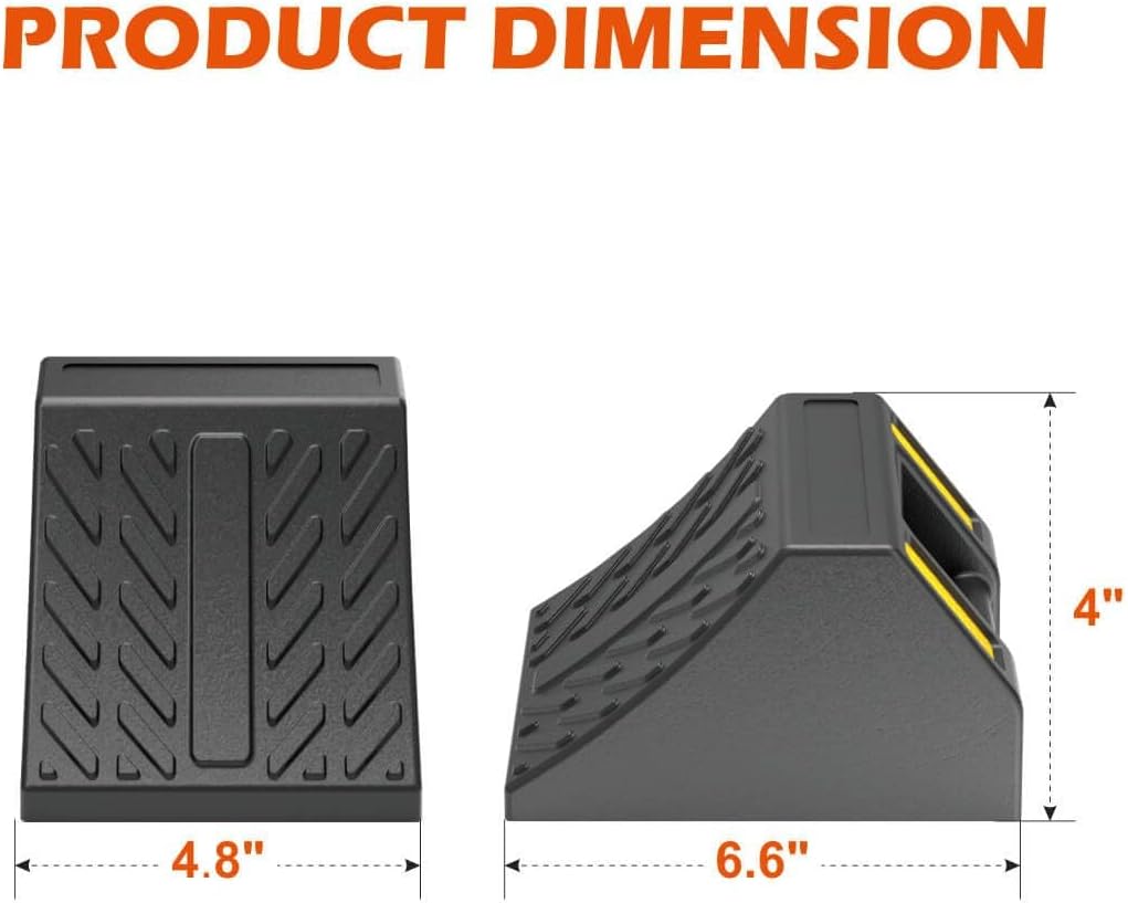 Heavy Duty Rubber Wheel Chocks 8 Packs, Premium Wheel Stopper for Car, Travel Trailers, RV, Truck, and ATV (4 Inch - 8Pack)