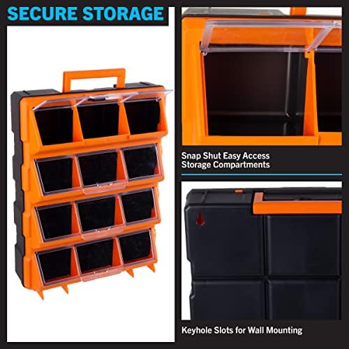 stalwart plastic storage drawers for garage organization, black showing dimensions