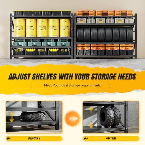 miiiko 79" w garage storage shelving unit,6000lbs heavy showing dimensions