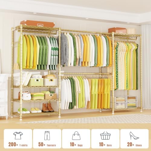 ulif e1 heavy duty closet garment rack, 6 shown in use