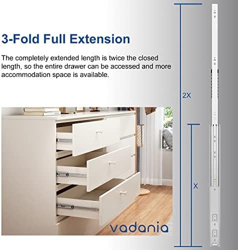 vadania 24-inch drawer slide, va1045 chrome, ball bearing shown in use
