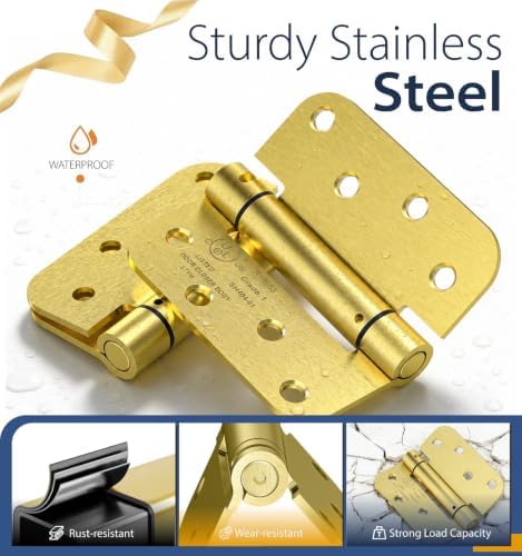4 inch self closing door hinges,4-pack spring loaded, close-up detail