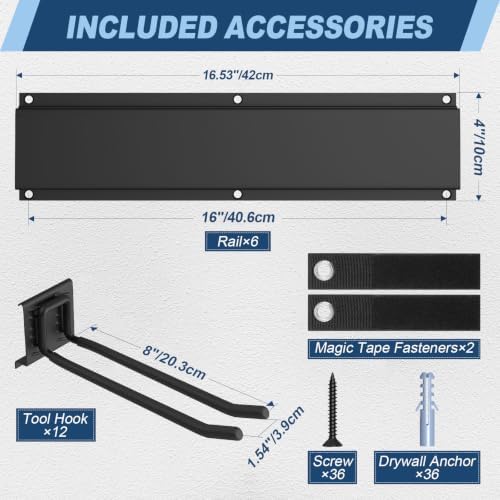 housolution garage wall organizer 96 inch - 20pack, close-up detail