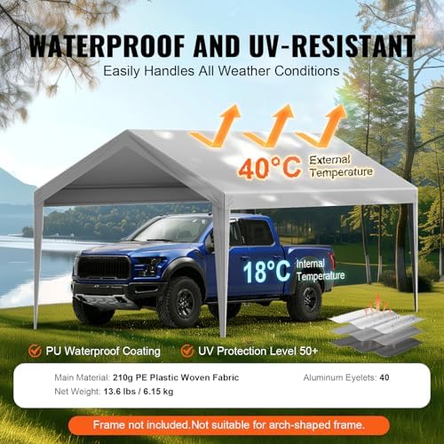 vevor carport replacement canopy cover 10 x 20, close-up detail