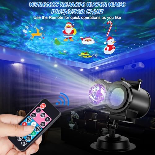 HAKUTA Christmas Projector Lights,HD Wave Ocean Effect LED Projector with 16p...