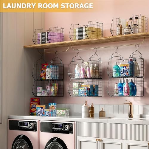 x-cosrack 3-tier hanging closet organizer, laundry room organization, side view