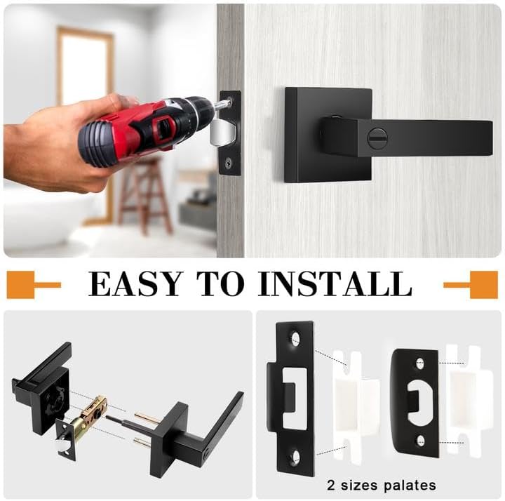probrico matte black interior door handles, privacy square on a desk or shelf