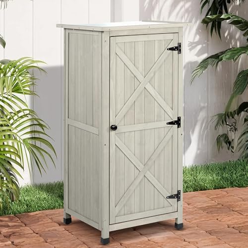 4x2 ft wooden outdoor storage cabinet, side view