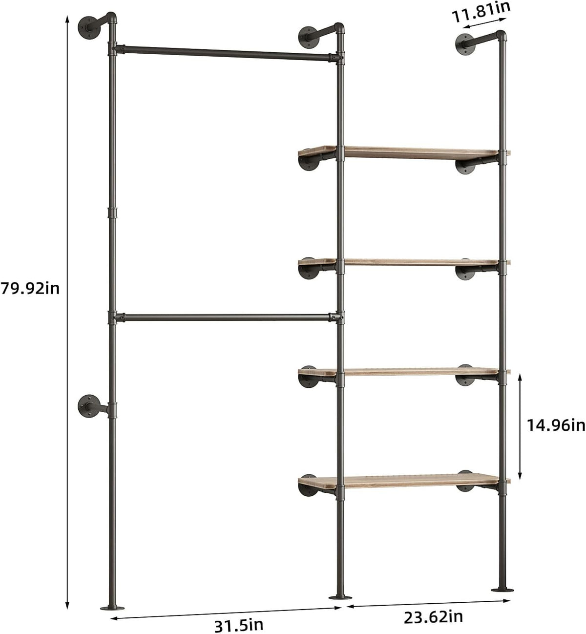 industrial pipe clothing rack shown in use
