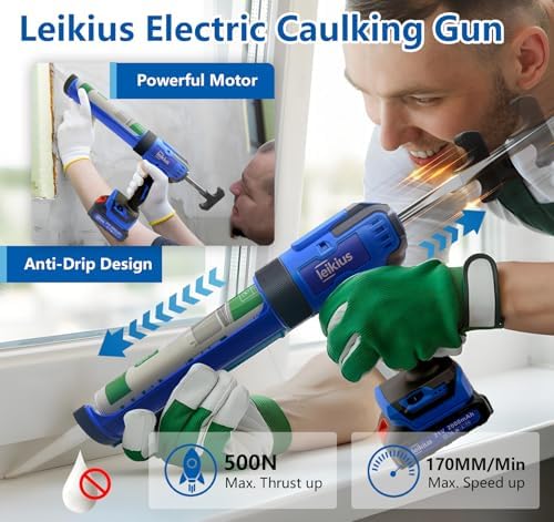 electric caulk gun with led light, 6 speed on a desk or shelf