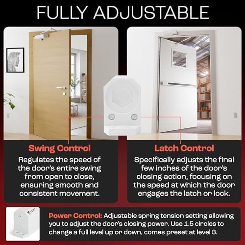 primeware dc-600 adjustable automatic door closers for home, close-up detail