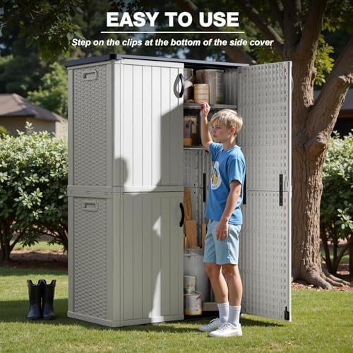 greesum 50 cuft outdoor storage cabinet with 2, close-up detail